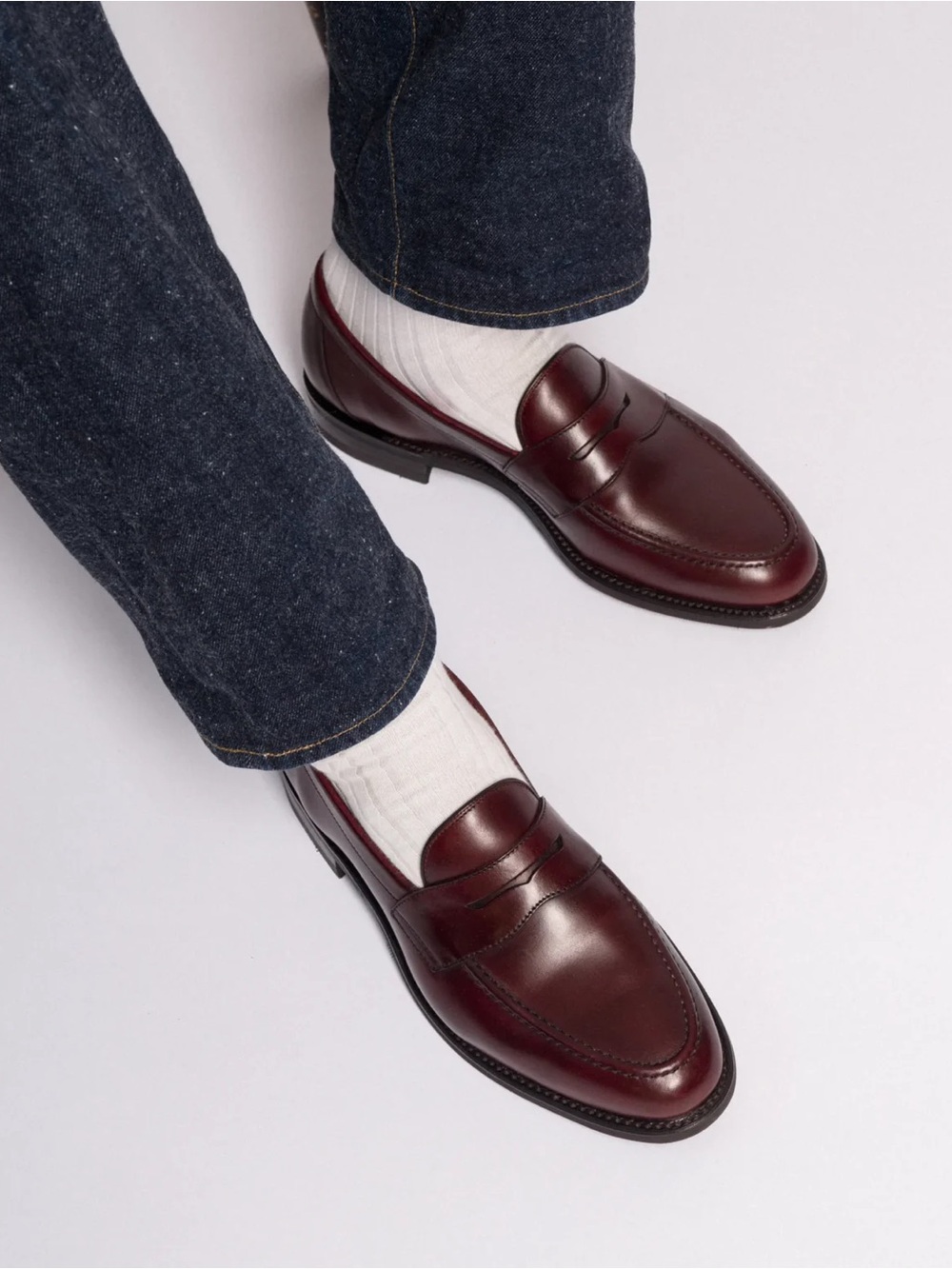 Loake Shoemakers Eton Penny Loafers Burgundy Leather - Made in England